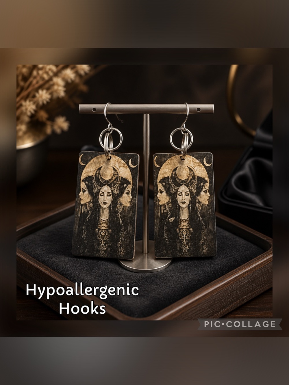 Hekate Goddess Dangle Earrings - Witchy - Hecate - hypoallergenic hooks